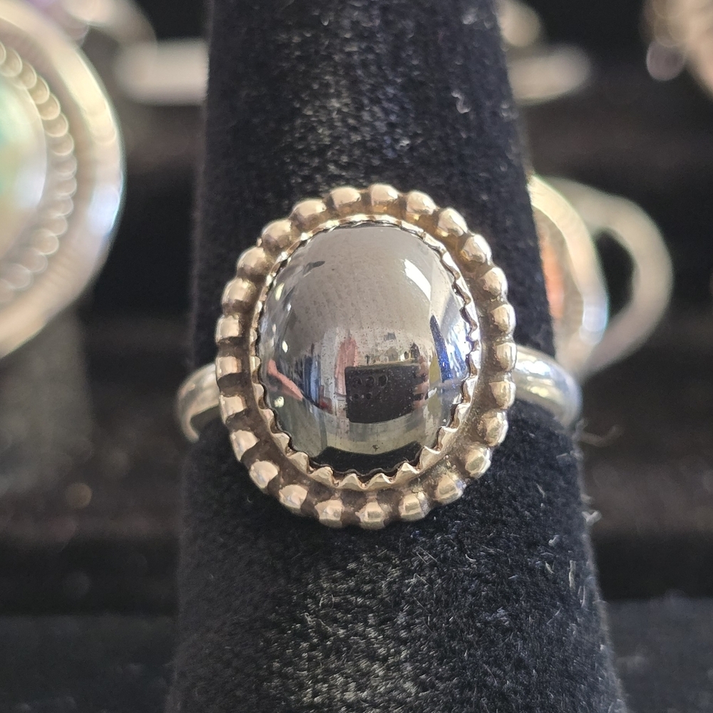 Navajo Made Hematite Ring Size 7